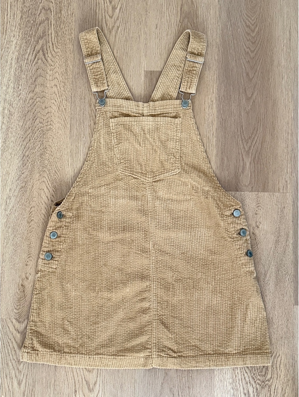 Love Tree Corduroy Overall Mini Dress Women L Tan Pinafore Boho